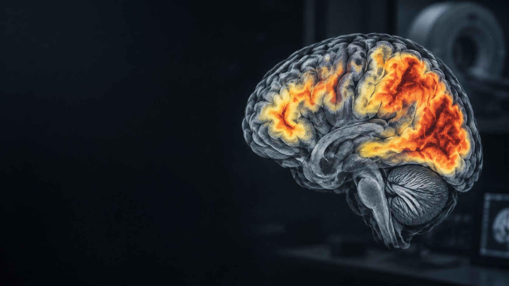 Educational visualization of an amyloid PET brain scan used in Alzheimer's disease research